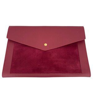 Glass Ladder Co Envelope Portfolio Clutch Red Vegan Leather Suede Folio Case